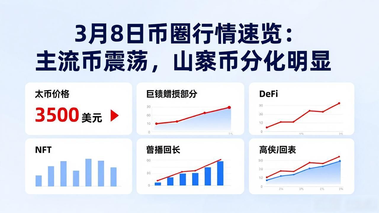 3月8日币圈行情速览：主流币震荡，山寨币分化明显